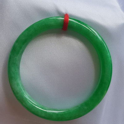  Vòng tay nữ đá cẩm thạch Lý Đậu 48mm Size vòng 48mm x cọng 7mm xanh ngọc bông đậu Nữ tay nhỏ 30kg - 48kg đeo ạ