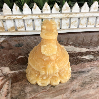 Tượng Long Quy - Rùa đầu Rồng phong thủy đá ngọc hoàng long đặt bàn thờ, bàn làm việc - Dài 12 cm