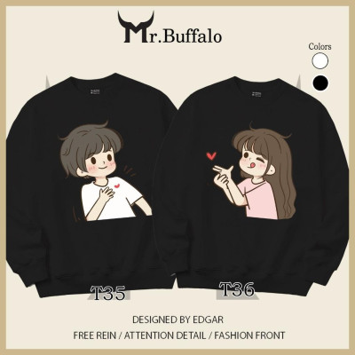 Áo Sweater cặp đôi nam nữ bắn tim dễ thương Mr.Buffalo