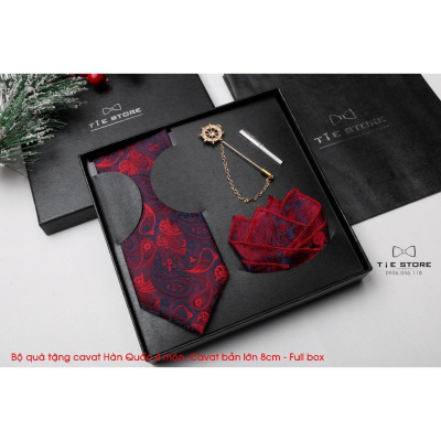 Bộ Cavat 8cm Cao Cấp Hàn Quốc 4 món Phụ Kiện - Full box kèm túi xách, nhiều mẫu