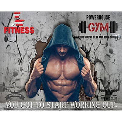 Tranh dán tường 3d lụa kim sa có sẵn keo  trang trí phòng gym GY11 