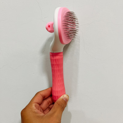 Lược OVAL Chải Lông Cho Chó Mèo Cao Cấp Có Nút Bấm Đẩy Lông Thừa