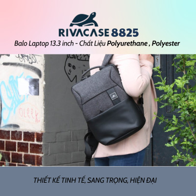Balo Laptop Rivacase 8825 13.3 inch Chất Liệu Polyurethane , Polyester - Bảo Hành 24 Tháng - Hàng Chính Hãng