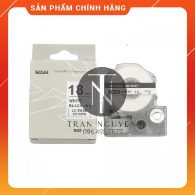 [Combo 3 hộp] Nhãn in Tepra SS18KW (LC-18WBN) - Chữ đen nền trắng 18mm x 8m - Hàng nhập khẩu