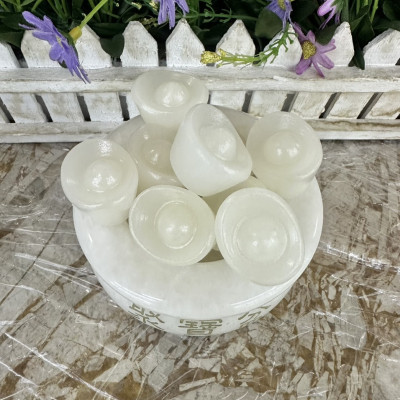 Bát Tụ Tài - Bát Tụ Bảo - Hút Tài - Hút Lộc đá bạch ngọc gia tăng tài lộc - Đường kính 10 cm