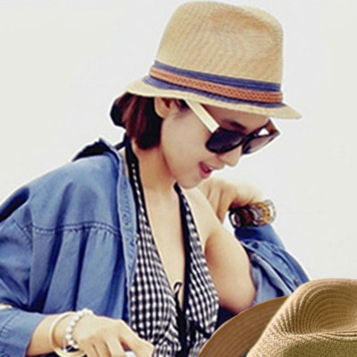 Nón phớt mũ cao bồi nam nữ vành nhỏ cói đai đen da nâu dona22031902