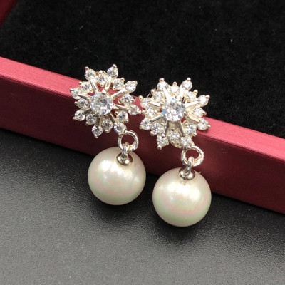 Hoa Tai , Bông Tai Nữ Bạc 925 Bông Tuyết Đính Đá Đính Đá Bạc Hiểu Minh HT368