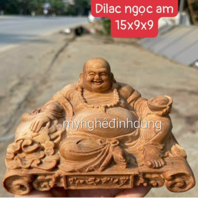 Tượng phật di lặc mini để ôtô ,bàn làm việc ,bàn học ...bằng gỗ ngọc am thơm nức kt 15×9×9cm