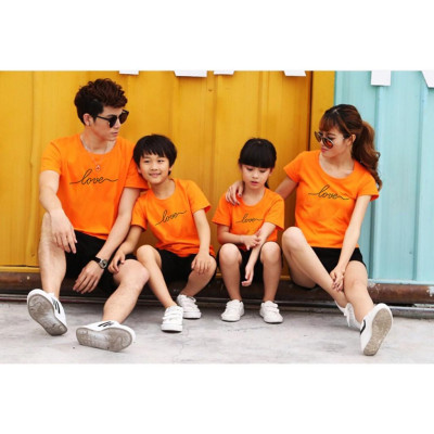 Đồ gia đình quần đen áo cam in họa tiết Love nhẹ nhàng nhưng đầy lãng mạn ( giá 1 bộ gồm 1 quần + 1 áo)