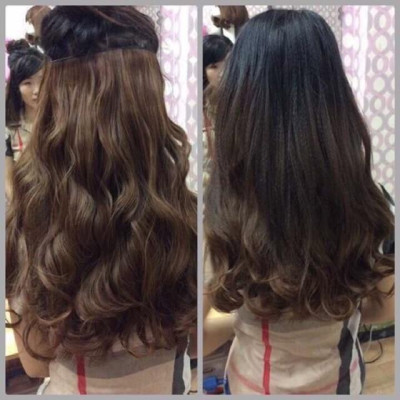  Tóc giả kẹp phím  50k️ tóc kẹp 6 cái 45cm nữa đầu cao cấp