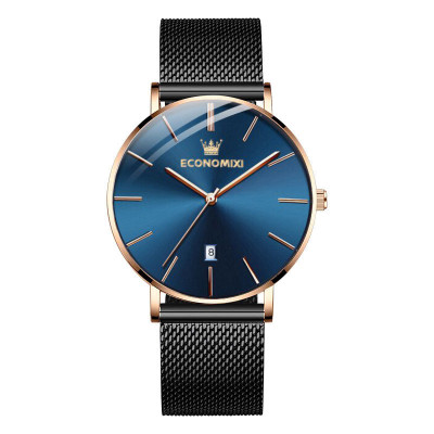 Đồng hồ nam cao cấp DEYROS dây thép lụa đen chạy lịch ngày phong cách thể thao khỏe khoắn