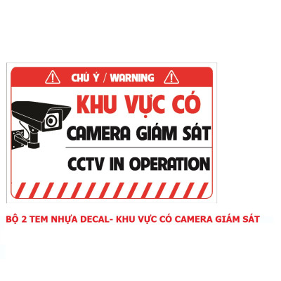 Tem Decal Nhựa Khu Vực Camera Giám Sát , Tem Chú Ý Dán Cảnh Báo, Có Camera Giám Sát Để Phòng Trộm Cắp. Takyhome 5004