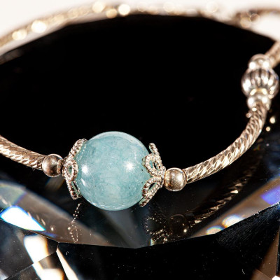 Vòng tay phong thủy đá Aquamarine mix bạc 925 VK010