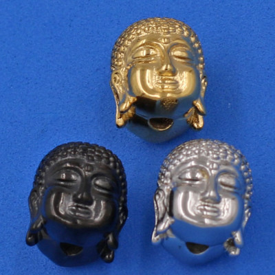 Vòng đeo tay Thạch Anh Đen Phật chú 14 ly cẩn hạt Phật A Di Đà inox bạc VTAEPVNLT14