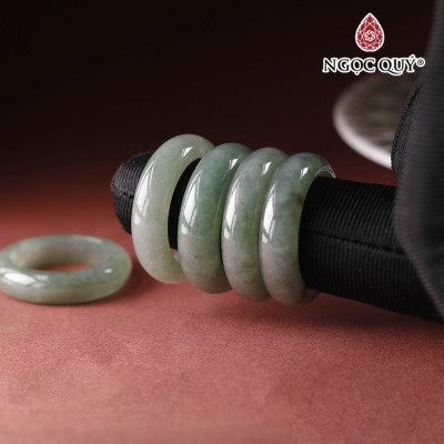 Nhẫn cẩm thạch - ngọc phỉ thúy du thanh nếp băng type A ni 19 mệnh hỏa, mộc - Ngọc Quý Gemstones
