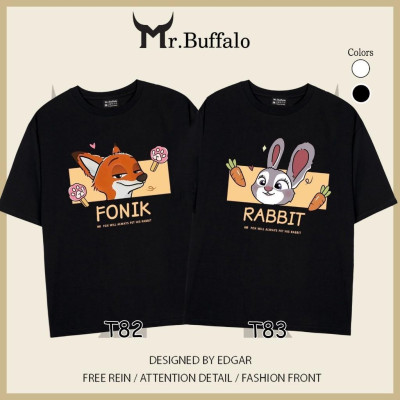 Áo đôi, cặp tay lỡ unisex zootopia Nick, judy dễ thương Mr.Buffalo