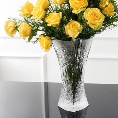 Bình hoa pha lê Tiệp BOHEMIA sản xuất tại Cộng hòa Séc, hoa văn mài, kiểu dáng sang trọng, hiện đại - Hàng chính hãng