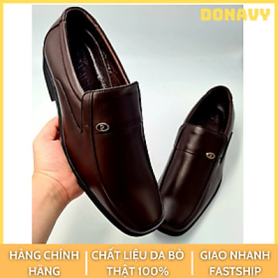  GIÀY TÂY NAM DA BÒ THẬT 100%  DONAVY MŨI VUÔNG ĐÍNH KHUY R CÁCH ĐIỆU THỜI TRANG DOGR