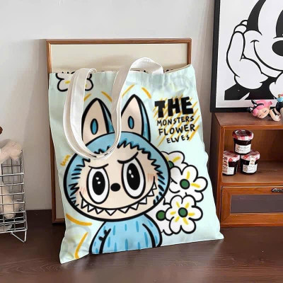 Túi xách nữ túi tote chất liệu vải họa tiết hoạt hình labubu kích thước 38 * 32cm đi chơi tiện lợi