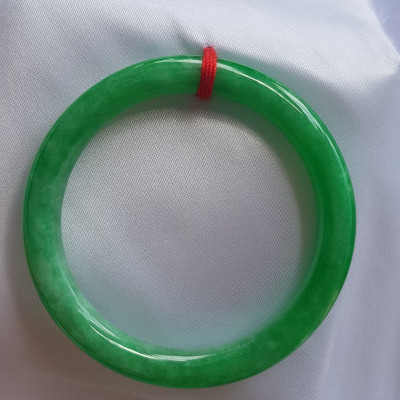  Vòng tay nữ đá cẩm thạch Lý Đậu 48mm Size vòng 48mm x cọng 7mm xanh ngọc bông đậu Nữ tay nhỏ 30kg - 48kg đeo ạ