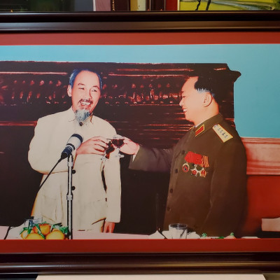 ẢNH GỐC IN DẦU - ĐẠI TƯỚNG VÕ NGUYÊN GIÁP & BÁC HỒ