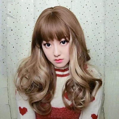 Tóc giả cao cấp xoăn lửng móc line bạch kim- tặng lưới chùm tóc