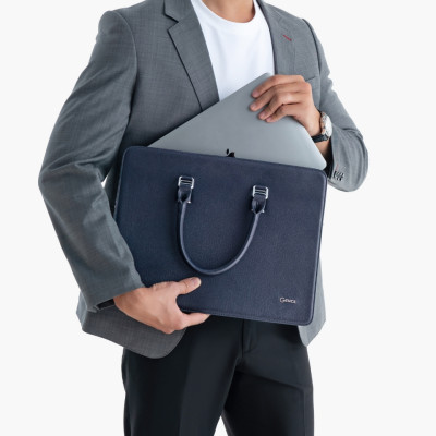 Cặp Da Doanh Nhân Túi Xách Nam GENCE CGL07 Da Bò Khóa Số Cao Cấp Màu Xanh Navy