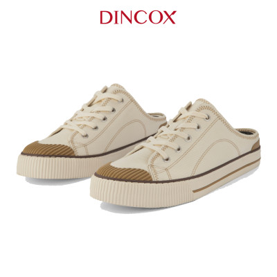 Giày Sục Đạp Gót Mules Vải Sneaker Unisex Tăng Chiều Cao 4cm DINCOX E10 Off/white