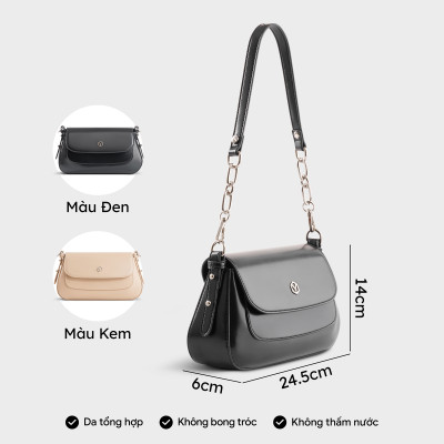 Túi Yuumy ( Thời trang nữ phối nắp gập size 25 - Túi đeo chéo da Smooth YN252 )
