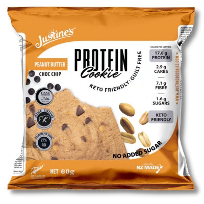 Bánh Quy Vị Bơ Đậu Phộng Justines Protein Cookie, Phù Hợp Chế Độ Ăn Kiêng Keto, Không Đường, Không Chứa Gluten Và Lúa Mì, Bổ Sung Đạm, Xơ Và Canxi, Hộp 12 Cái