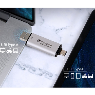 Ổ cứng di động SSD Transcend 512GB/1TB/2TB ESD310 USB 3.2 Gen2x1 (hồng/bạc/đen) – Hàng Chính Hãng
