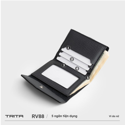 Ví Trita ( Thời trang nữ nắp gập viền thoi - Ví da RV88 )