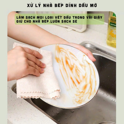 COMBO 10 Khăn Lau Xơ Mướp Đa Năng Lau Bề Mặt, Đánh Bay Dầu Mỡ 20cm x 20cm Siêu Thấm Hút Kháng Khuẩn An Toàn TÁI SỬ DỤNG NHIỀU LẦN