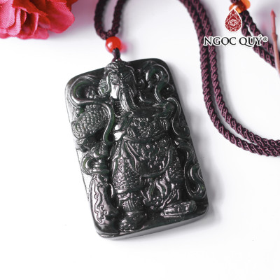 Mặt dây chuyền quan công đá ngọc hòa điền mệnh mộc, hỏa - Ngọc Quý Gemstones