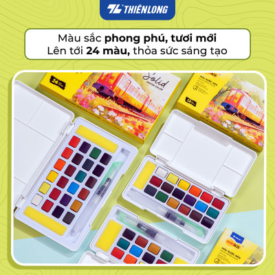 Màu nước nén 12/18/24 màu - Solid Water Color Thiên Long Colokit - Đạt tiêu chuẩn châu Âu