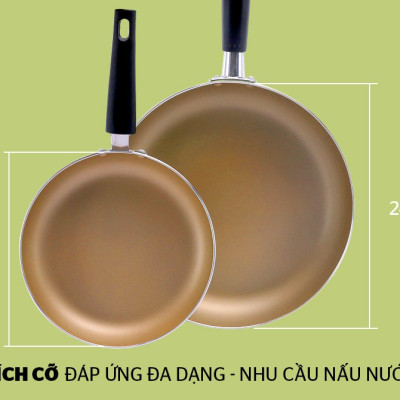 Bộ đôi hoàn hảo - chảo siêu chống dính SUNHOUSE SHS2418 (màu sâm panh) - Hàng chính hãng