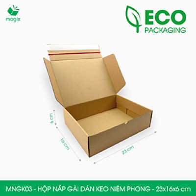 MNGK03 -  23x16x6cm - COMBO 60 HỘP CARTON NẮP GÀI HÔNG CÓ KEO NIÊM PHONG - THÙNG HỘP CARTON ĐÓNG HÀNG