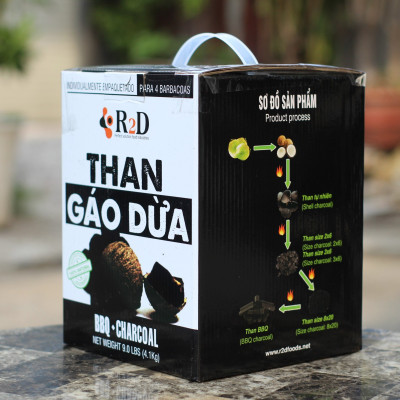 Than gáo dừa không khói chính hãng R2D hộp 4 KG than nướng BBQ an toàn cho sức khoẻ gia đình bạn