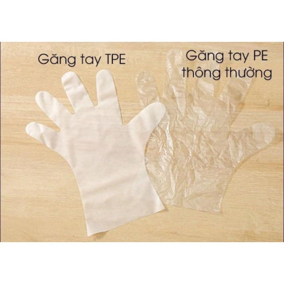 Hộp 100 găng tay cao su TPE Victoria Bay, bao tay siêu dai dùng 1 lần làm bếp nấu ăn vệ sinh