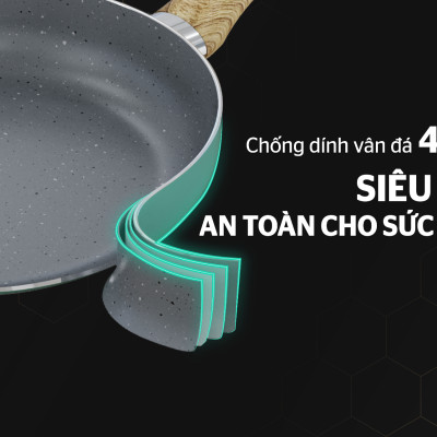  Chảo Sâu Chống Dính Vân Đá Sunhouse Clover CL26S - Hàng Chính Hãng