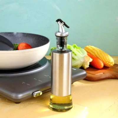 Bình Đựng Dầu Ăn, Nước Mắm  200ML  Thủy Tinh Bọc Inox – Kiểu Dáng Hiện Đại, Bền Đẹp