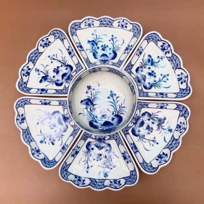 BỘ BÁT ĐĨA HOA MẶT TRỜI SEN XANH 18 CHI TIẾT