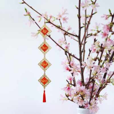 Combo 4 liễng treo Tết An Khang Thịnh Vượng, Vạn Sự Như Ý – Dây treo trang trí tết màu vàng,màu đỏ treo cây đào,trang trí cây mai