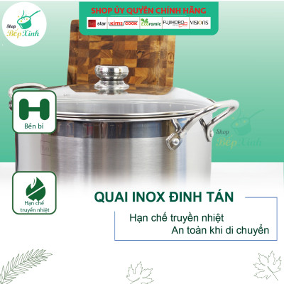 Nồi Luộc Gà Inox 430 Bếp Từ 3 Đáy Fivestar Nắp Kính (30 cm)