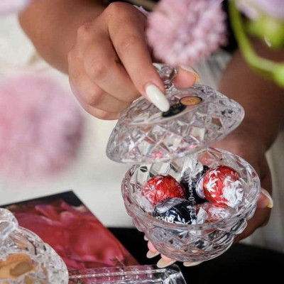 SET HŨ ĐỰNG ĐƯỜNG, BÁNH KẸO PHA LÊ 3 MÓN BOHEMIA CRYSTAL (1 đĩa + 2 thố) Hàng chính hãng