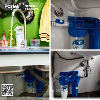 Bộ Lọc Thô PARTEK P1020-2PRS 2 Cốc Cao Cấp - Bộ Lọc Đôi 10 inch, Công Nghệ Mỹ Chuẩn NSF - Hàng Chính Hãng - Pre-treatment Không Dùng Điện, Bộ Đôi Lọc Nước Sinh Hoạt Sediment Filter 5 Micron