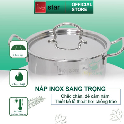 Bộ 2 nồi và 1 chảo chống dính 3 đáy từ inox 430 FiveStar Standard nắp inox  , dùng được mọi bếp