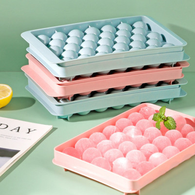 Khuôn Làm Đá, Khay Đá Bi Tròn, Vỉ Làm Thạch Rau Câu 33 Viên TRÒN Có Nắp Đậy Kín Nhựa Việt Nhật