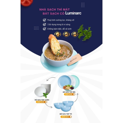 Tô Thủy Tinh Luminarc Marble 21cm đựng thức ăn, cường lực, kháng vỡ - Bộ 3 cái - P3757