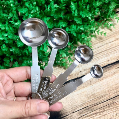 Muỗng Đong Định Lượng Inox - Bộ 4 Cây. Chuyên phục vụ Sp Gia dụng, Khuôn làm bánh, Dụng cụ học Sinh, Nhà hàng, Quán ăn,